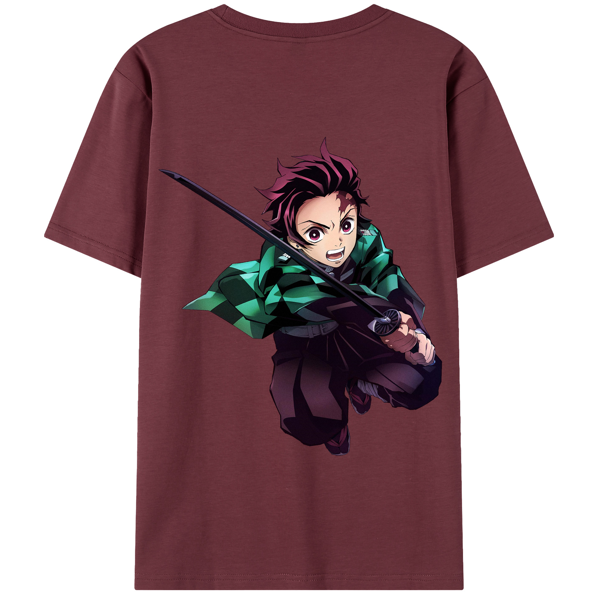 （画像用） 鬼滅の刃 竈門 炭治郎／かまど たんじろう Kamado Tanjirou 綿100％半袖Tシャツ（背面プリント）